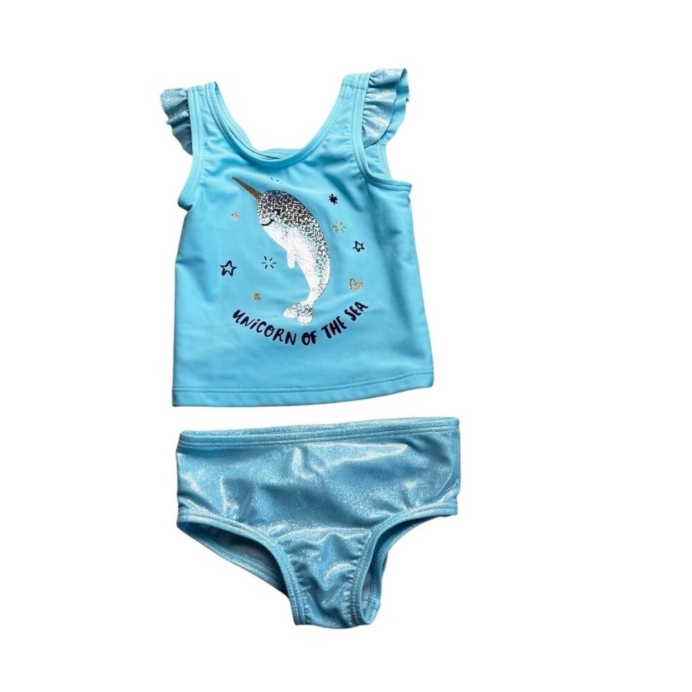 OshKosh B'Gosh Blue Sparkly Narwhal Swimming Suit Size 12 Months